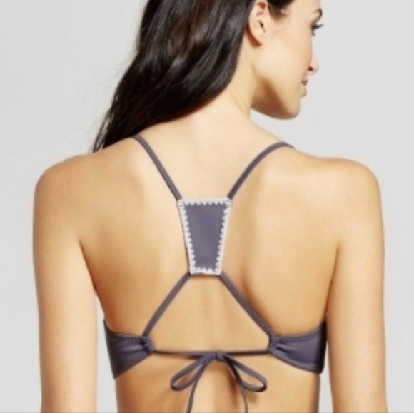 SHADE & SHORE Gray & Turquoise Detailed Boho Bikini Top And Bottom - Picture 4 of 9